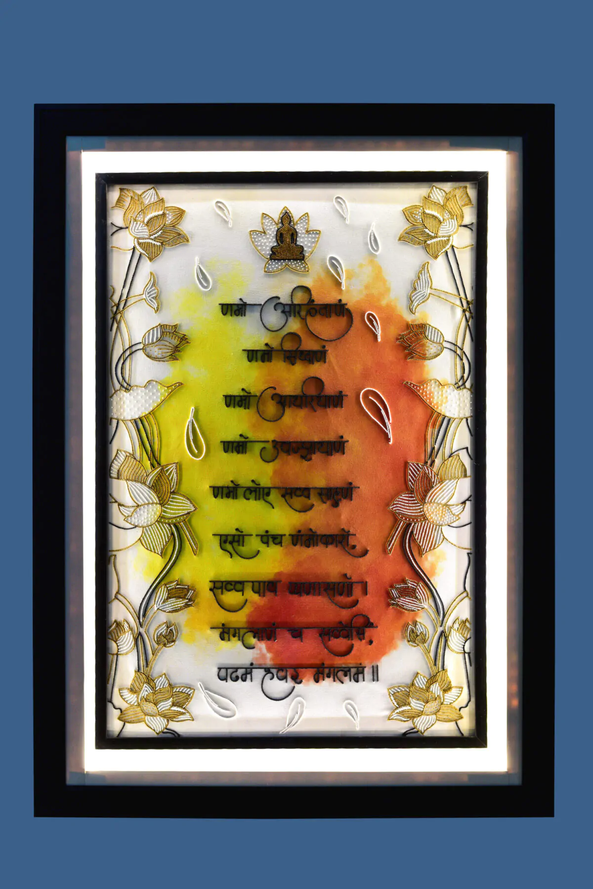 Copy of JSB_0945 Hand-Embroidered Navkar Mantra | Sacred Jain Wall Art with Lotus Embroidery - Image 9