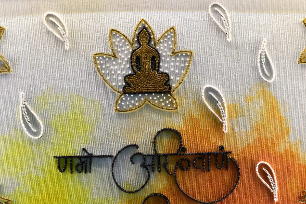 Copy of JSB_0948 Hand-Embroidered Navkar Mantra | Sacred Jain Wall Art with Lotus Embroidery - Image 8