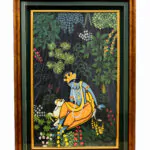 Hand-Embroidered Krishna in the Grove | Sacred Indian Art for Devotional Spaces