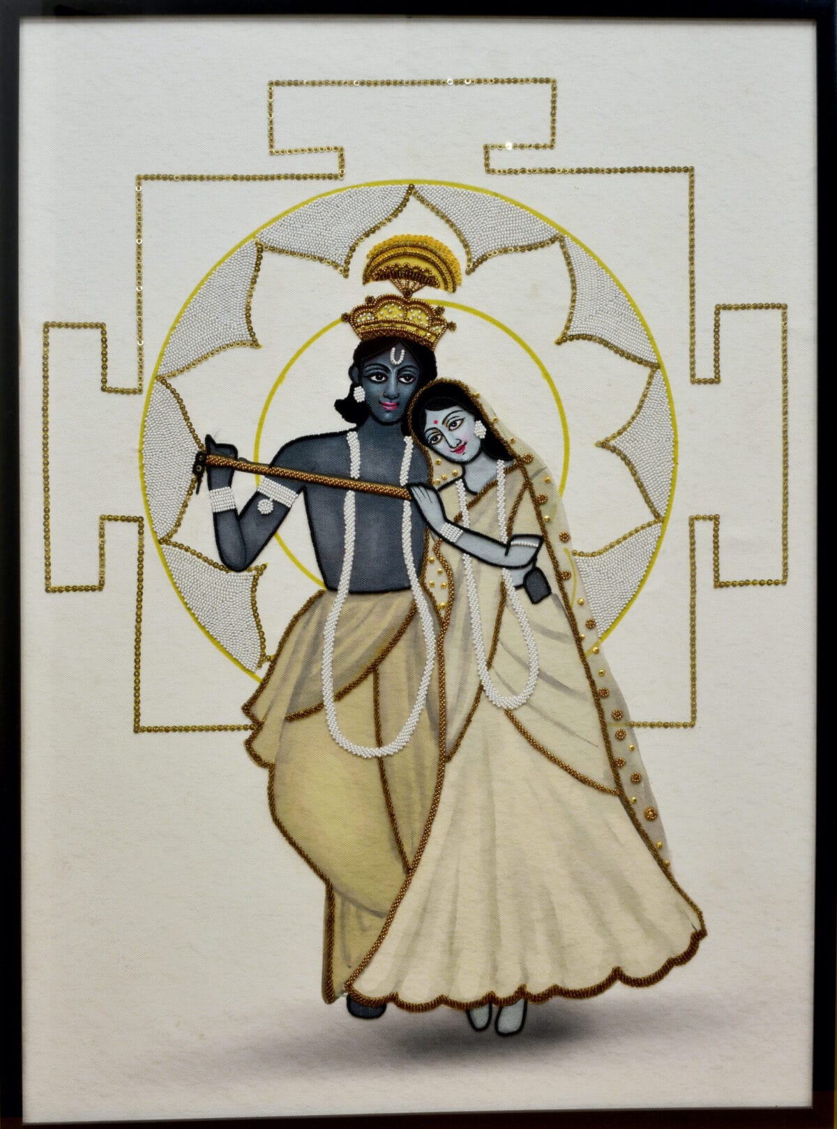 Yantra Art Hand-Embroidered Krishna Radha Yantra | Sacred Devotional Art for Spiritual Spaces - Image 11