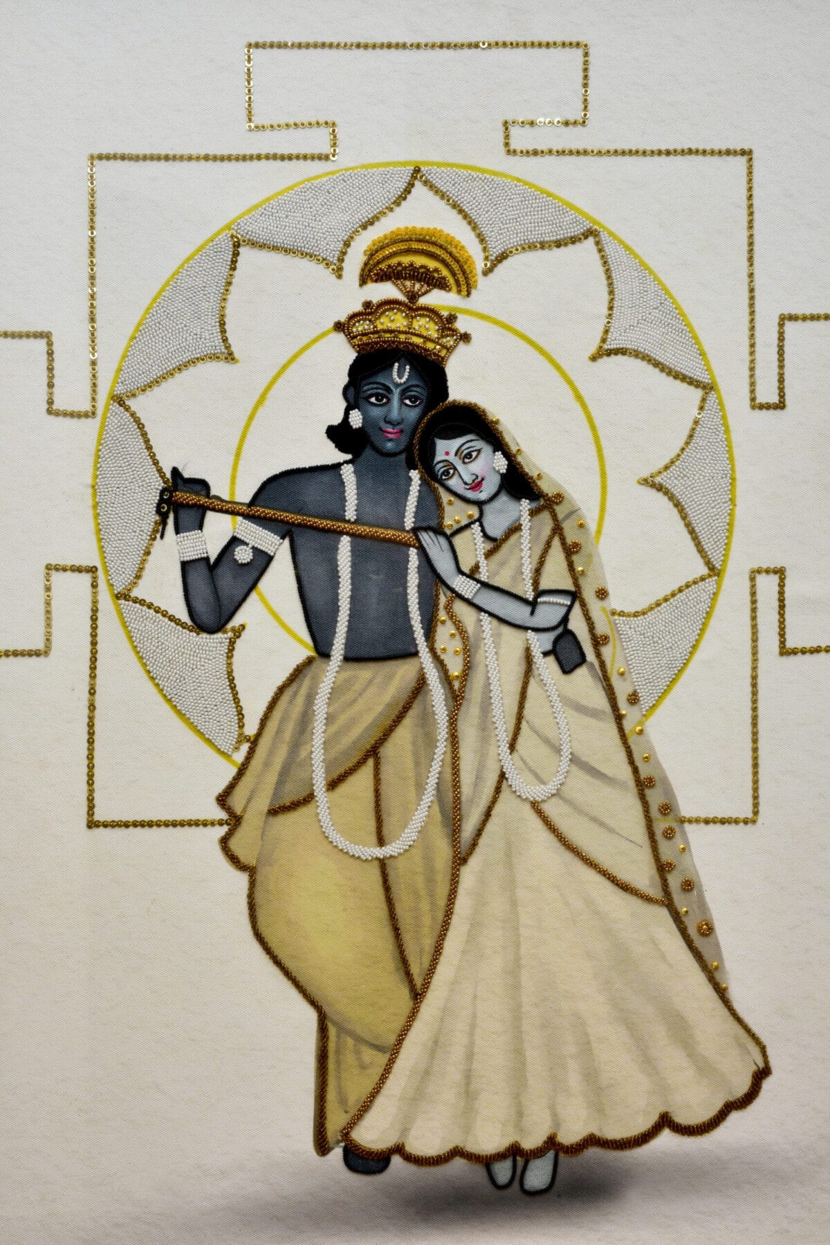 Yantra Art Hand-Embroidered Krishna Radha Yantra | Sacred Devotional Art for Spiritual Spaces - Image 10