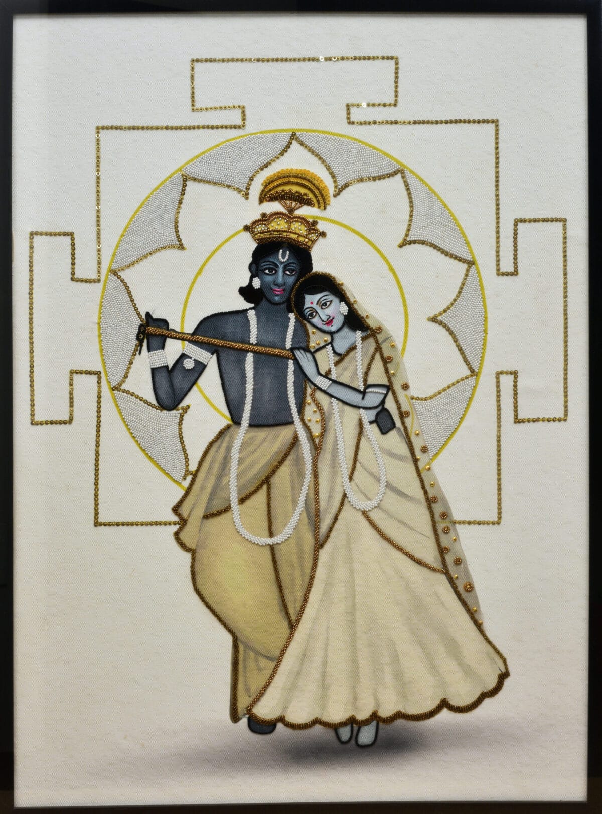 Yantra Art Hand-Embroidered Krishna Radha Yantra | Sacred Devotional Art for Spiritual Spaces - Image 8