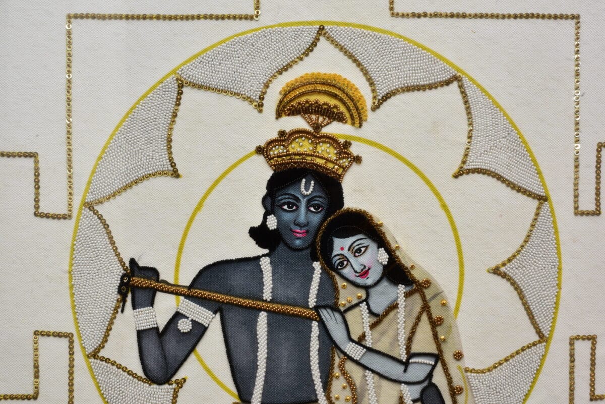 Yantra Art Hand-Embroidered Krishna Radha Yantra | Sacred Devotional Art for Spiritual Spaces - Image 7