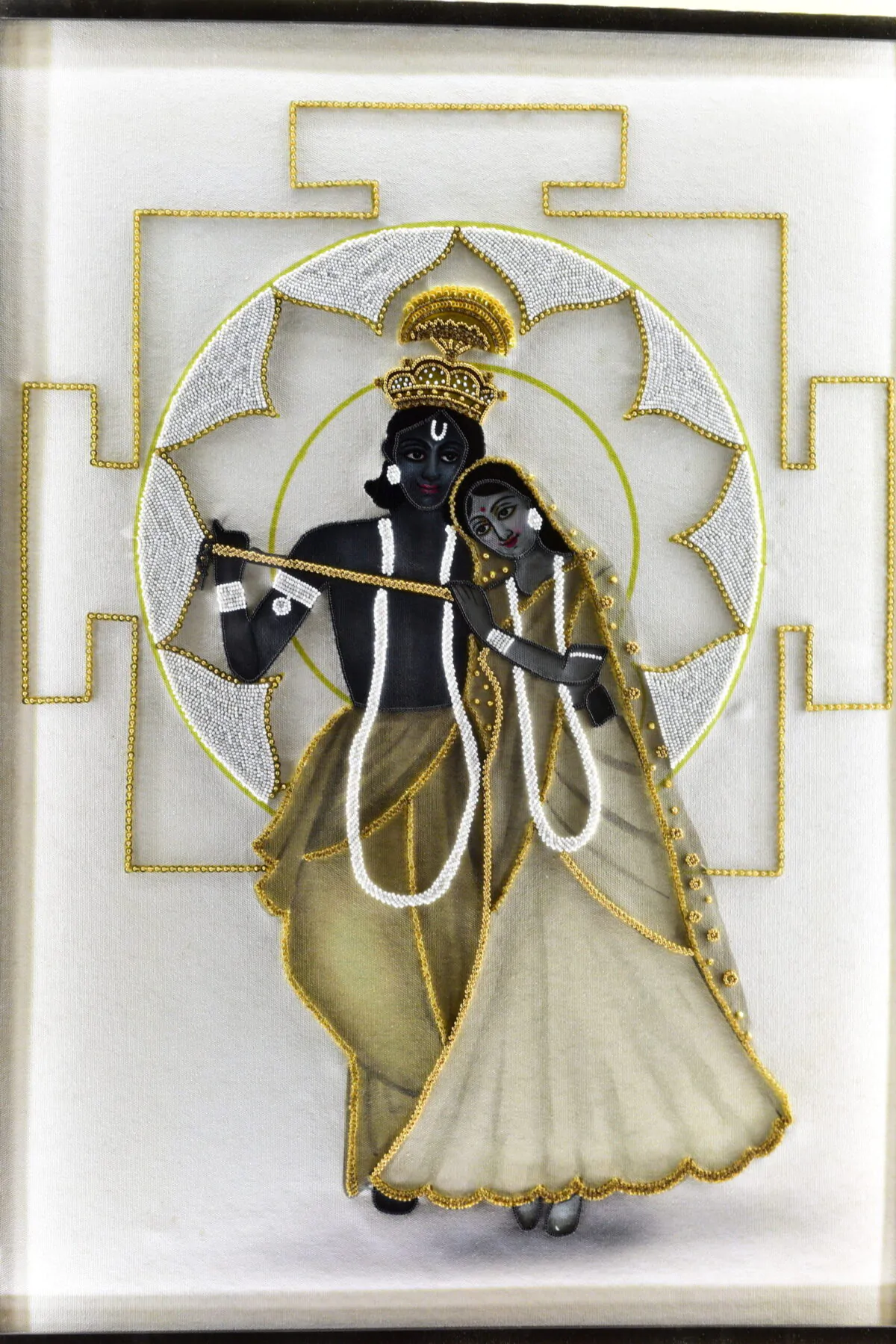 Yantra Art Hand-Embroidered Krishna Radha Yantra | Sacred Devotional Art for Spiritual Spaces - Image 6