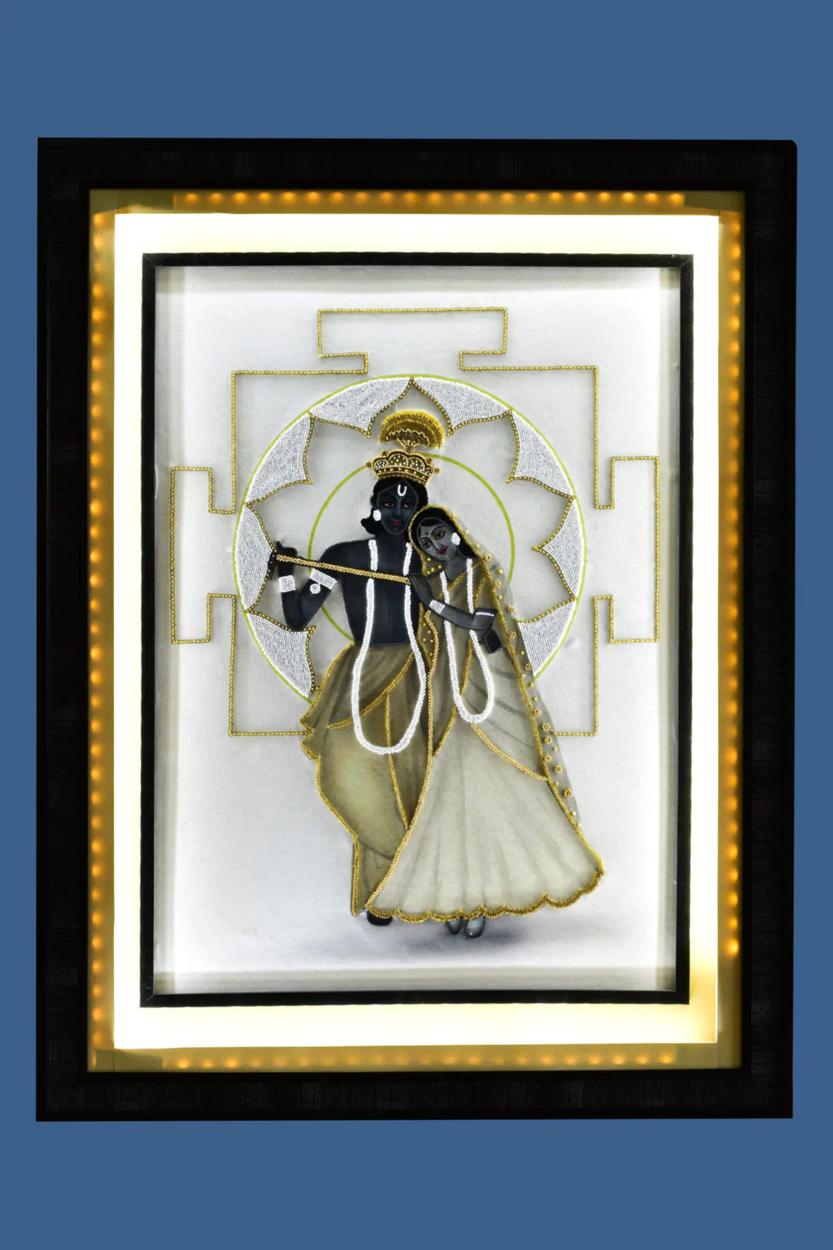 Yantra Art Hand-Embroidered Krishna Radha Yantra | Sacred Devotional Art for Spiritual Spaces - Image 5