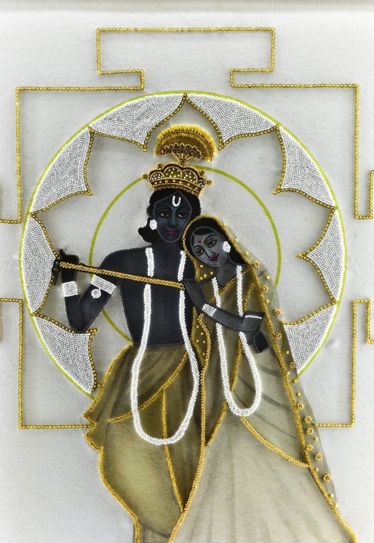 Yantra Art Hand-Embroidered Krishna Radha Yantra | Sacred Devotional Art for Spiritual Spaces - Image 4