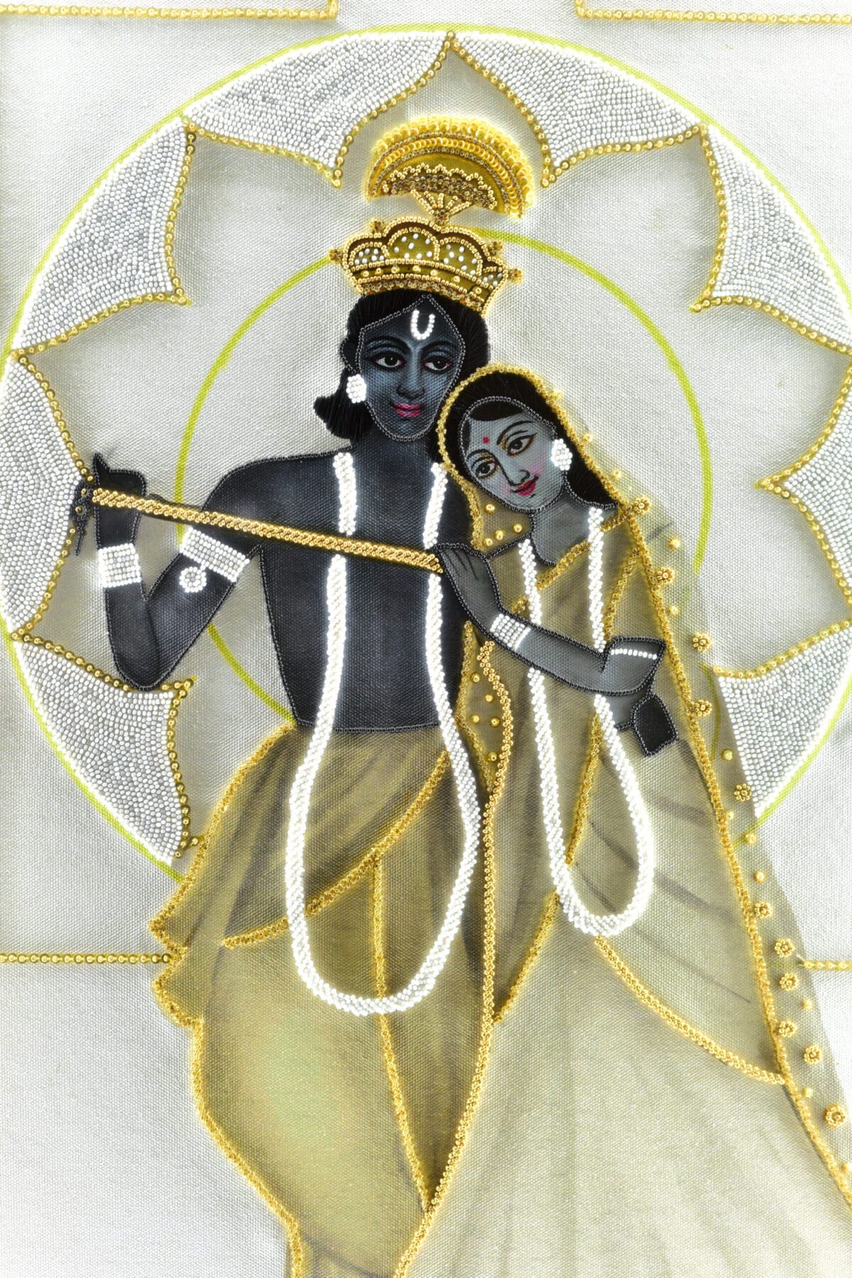 Yantra Art Hand-Embroidered Krishna Radha Yantra | Sacred Devotional Art for Spiritual Spaces - Image 3