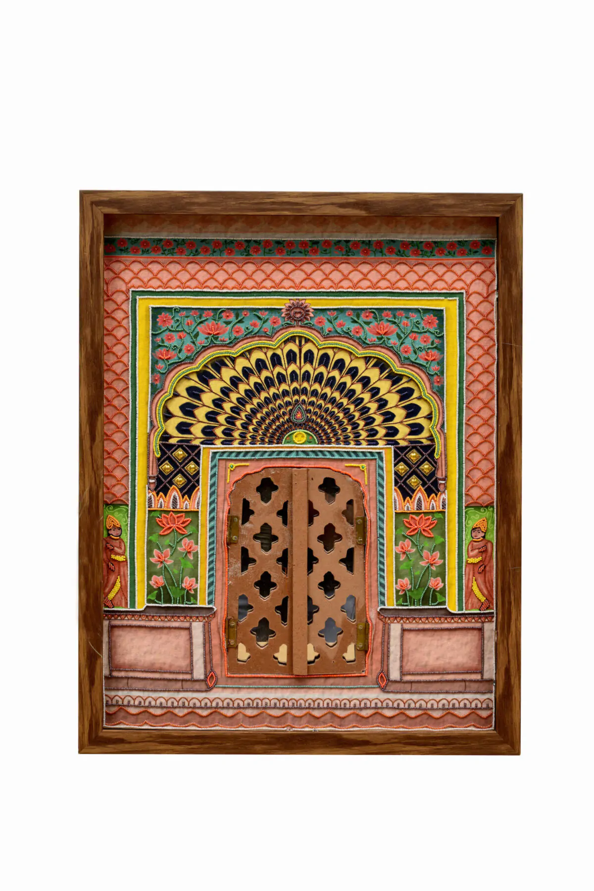 Hand-Embroidered jaipur Darwaza Hand-Embroidered jaipur Darwaza | Sacred Arch Frame with Jaali Doors for Home Altars - Image 3