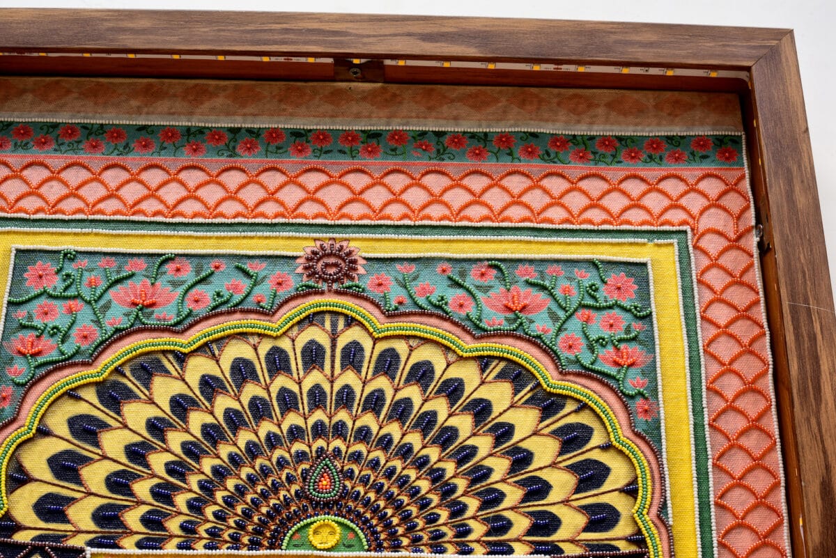 Hand-Embroidered jaipur Darwaza Hand-Embroidered jaipur Darwaza | Sacred Arch Frame with Jaali Doors for Home Altars - Image 4