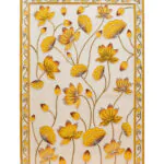 Hand-Embroidered Golden Lotus Temple Back | Sacred Textile Panel for Home Altars