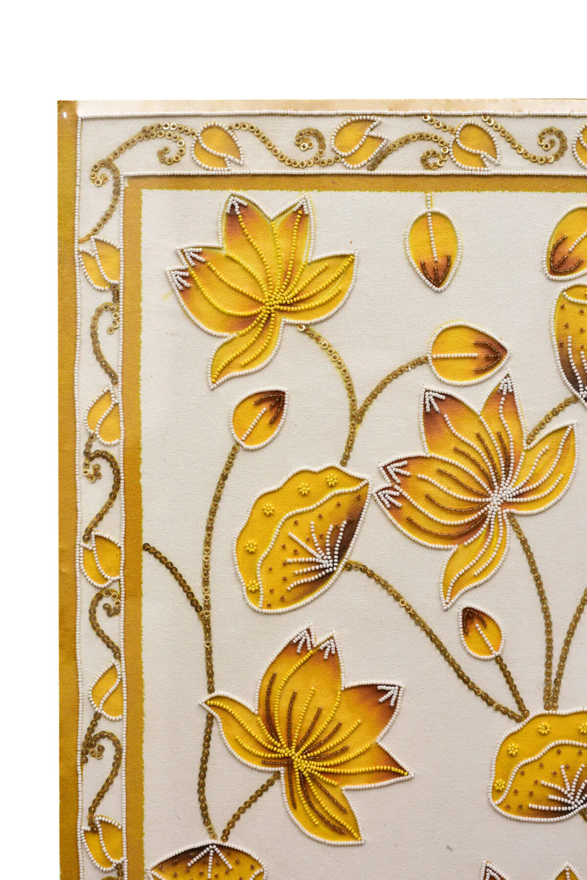 Hand-Embroidered Golden Lotus Temple Back Hand-Embroidered Golden Lotus Temple Back | Sacred Textile Panel for Home Altars - Image 6
