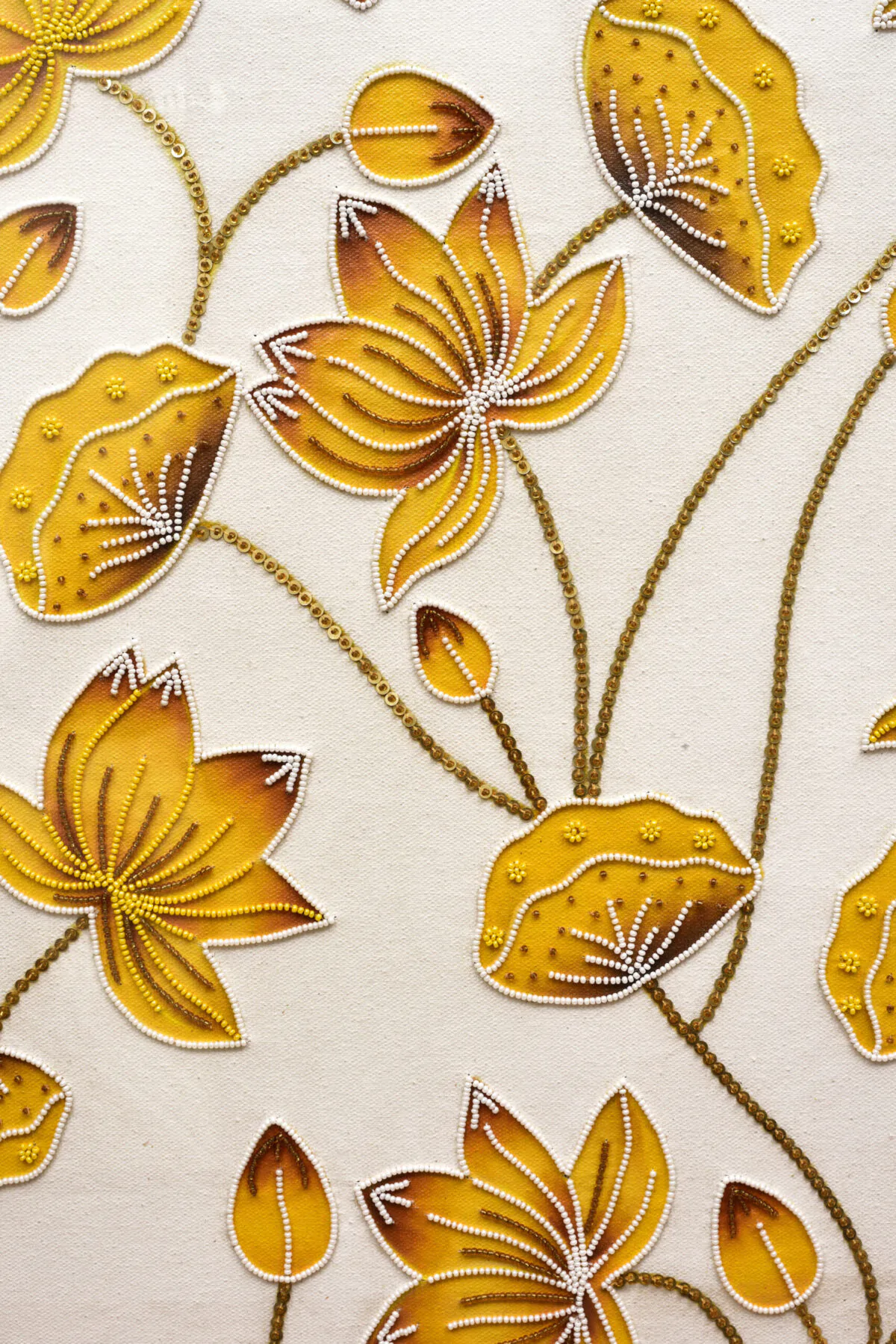 Hand-Embroidered Golden Lotus Temple Back Hand-Embroidered Golden Lotus Temple Back | Sacred Textile Panel for Home Altars - Image 4