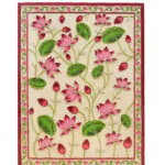 Hand-Embroidered Blush Lotus Temple Back | Sacred Textile Panel for Altar Spaces