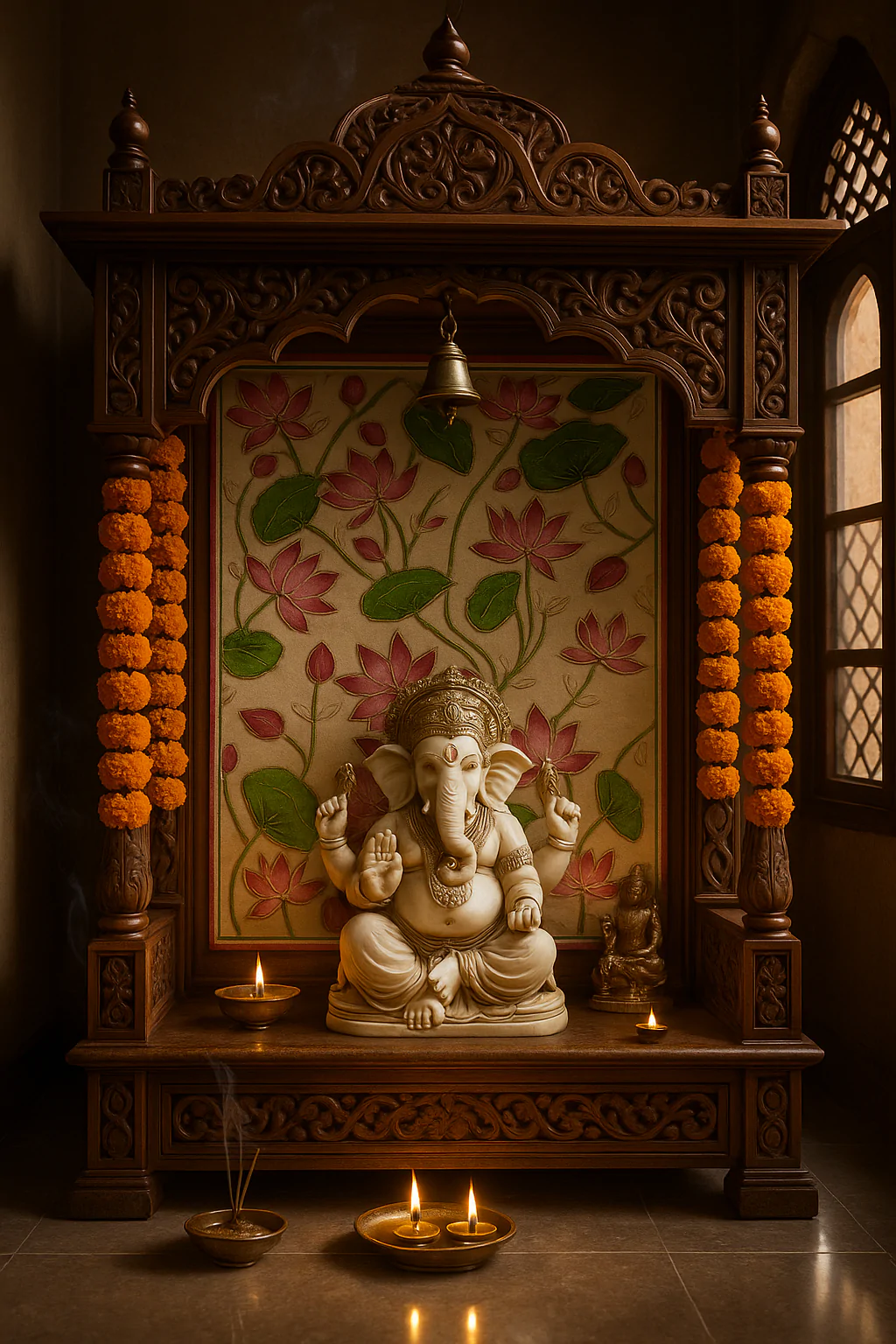 pink temple back Hand-Embroidered Blush Lotus Temple Back | Sacred Textile Panel for Altar Spaces - Image 2