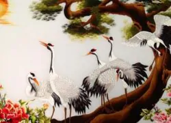 Vietnamese Embroidery traditional flamingo